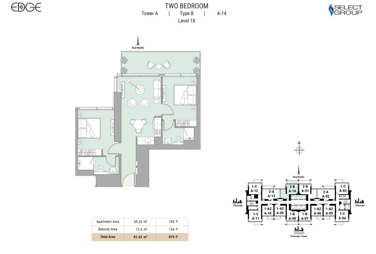 Type B, Level 18, A-14 - The Edge Tower 1